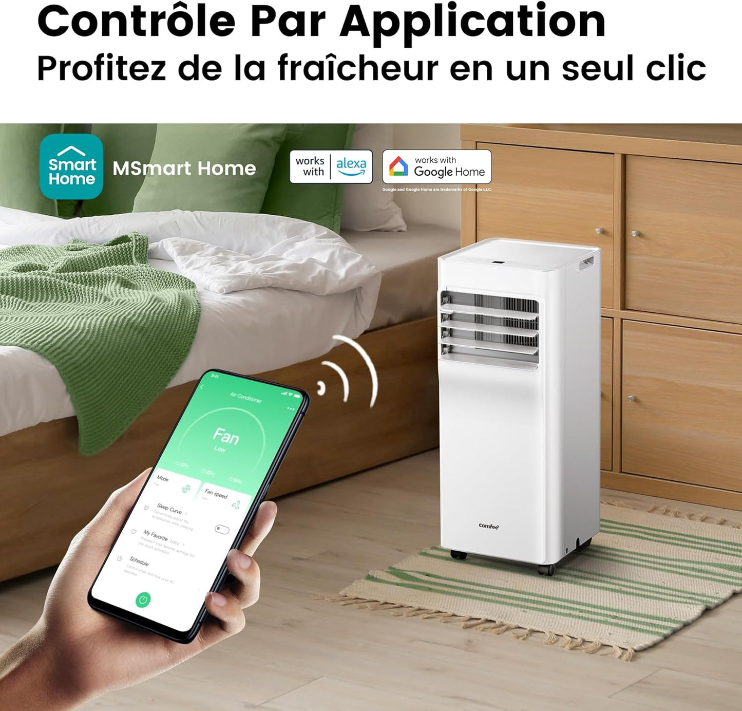 Comfee Breezy Cool 2.0 — climatiseur mobile connecté 7000 BTU 2,0 kW 3-en-1, R290, app, 25 m²