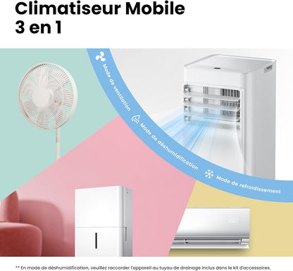 Comfee Breezy Cool 2.6 — climatiseur mobile connecté 9000 BTU 2,6 kW 3-en-1, R290, app, 33 m²