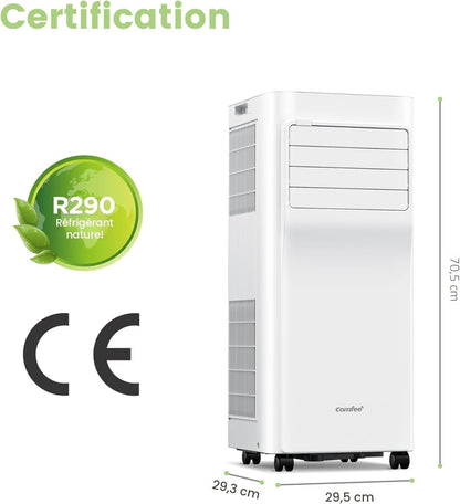 Comfee Breezy Cool 2.6 — climatiseur mobile connecté 9000 BTU 2,6 kW 3-en-1, R290, app, 33 m²